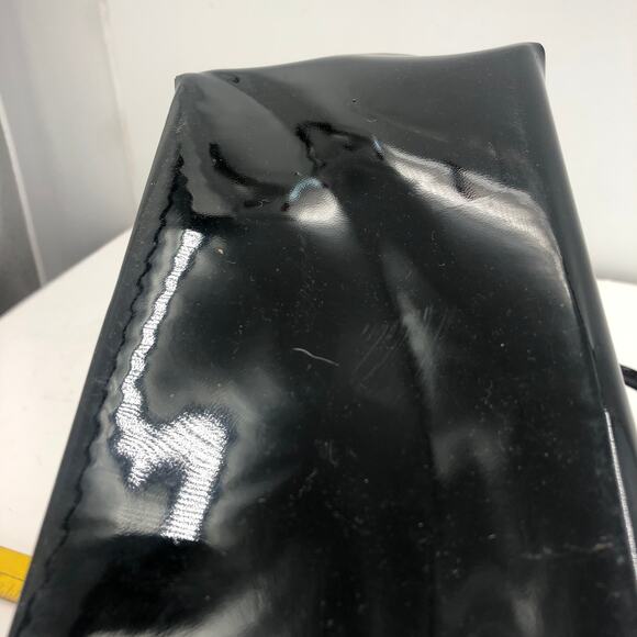 Vintage Lewis Women Handbag Purse Shiny Patent Leather 3 Compartment Black OS - Picture 13 of 13